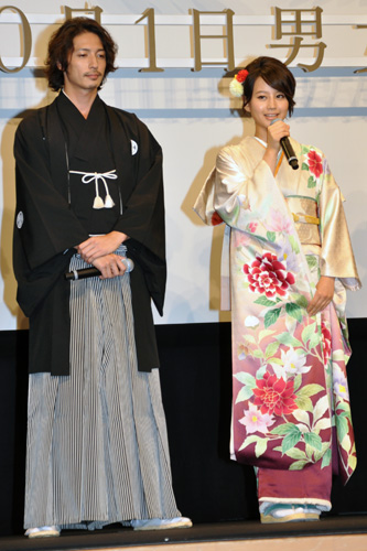 9月27日に東京国際フォーラムで開催された『大奥』のプレミアム試写会。玉木宏（左）と堀北真希（右）
