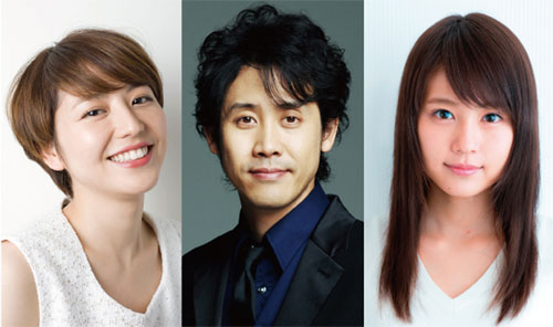 『アイアムアヒーロー』に出演する3人。左から長澤まさみ、大泉洋、有村架純