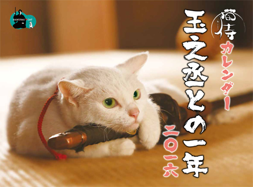 『猫侍』シリーズで主人公の玉之丞を演じた「あなご」の2016年版カレンダー