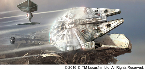 ミレニアム・ファルコンのコンセプトアート
(C) 2016 & TM Lucasfilm Ltd. All Rights Reserved.