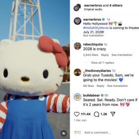 ハローキティがハリウッドでアニメ映画化! ワーナー・ブラザーズが告知動画をインスタに投稿