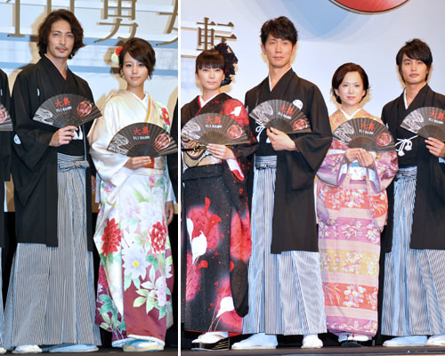 左から玉木宏、堀北真希、柴咲コウ、佐々木蔵之介、和久井映見、中村蒼