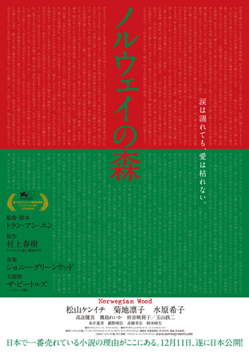 大賞のコピーが使われた『ノルウェイの森』ポスター