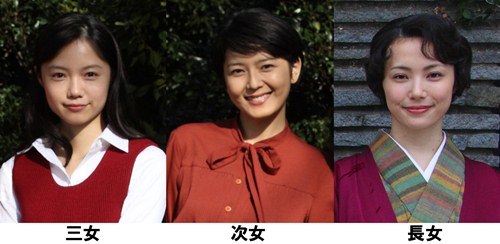 三姉妹役で共演。左から宮崎あおい、菊池亜希子、ミムラ
(C) 2012「わが母の記」製作委員会