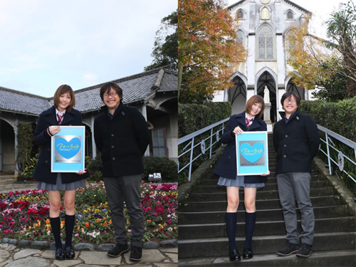 本田翼（左）と三木孝浩監督（右）。写真左はグラバー園。写真右は大浦天主堂