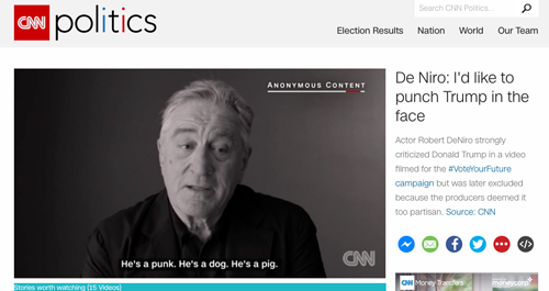 ロバート・デ・ニーロがトランプ氏を批判
CNN公式サイトより