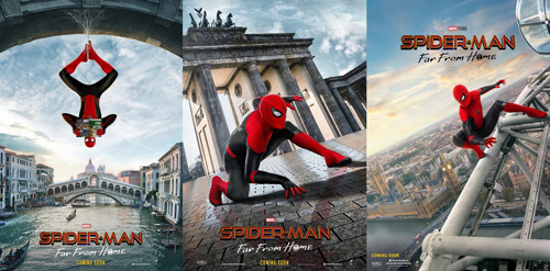 『スパイダーマン：ファー・フロム・ホーム』3種類の海外版ポスター。左からヴェネチア、ベルリン、ロンドン