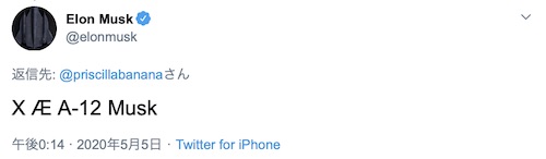 イーロン・マスク息子の名前はコレ！／自身のTwitterより