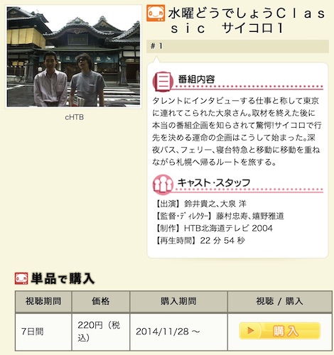 『水曜どうでしょう／サイコロの旅シリーズ』／「HTB 北海道 on デマンド」公式サイトより
Netflixでも配信中