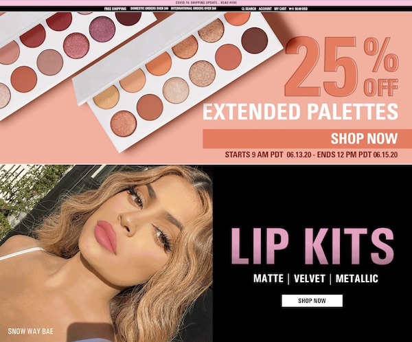 カイリー・ジェンナーの名を冠したKYLIE COSMETICS／公式サイトより