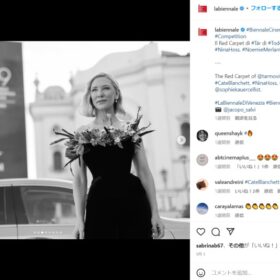 モノクロも美しい、ケイト・ブランシェット。ヴェネチア国際映画祭の公式instagramより