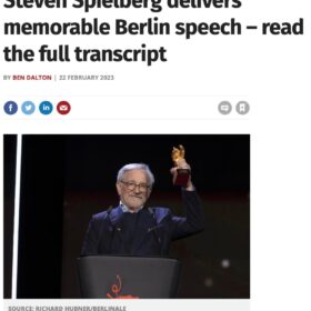 スティーヴン・スピルバーグが名誉金熊賞を受賞！「私はこれで終わりとは決して言いたくないのです」