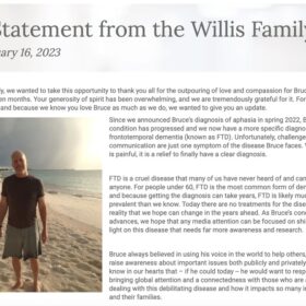 ブルース・ウィリス「前頭側型認知症」と診断される…家族が声明を投稿