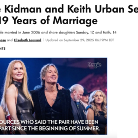 「裏切られた」ニコール・キッドマン 19年連れ添った夫と離婚へ
